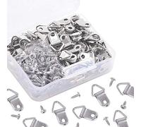 Rustark 110Pcs Small Triangle Ring Picture Hangers Frame Hanging Hangers Single Hole with Screws for Wooden Frame and Cross Stitch