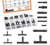 Rustark 113Pcs Nylon Vacuum Connector Assortment Kit Barbed Automotive Vacuum Tubing Kit, Including Vacuum Tee Connector Vacuums Straight Connectors Reducer Connectors for Replacing
