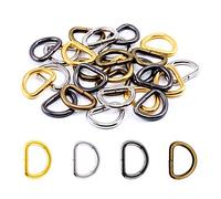 Rustark 120 Pcs 15mm Strong Metal Webbing Assorted Set 4 Colors Multi-Purpose Keychains D Ring, Handbag Strap Loop Clasp Hook D Buckles Semi-Circular D-Rings for DIY Accessories(15mm)