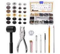 Rustark 120 Sets 12.5mm 6 Colors Leather Snap Fasteners Kit with Hammer 9Pcs Setting Tools, Metal Snap Button Press Stud Clothing Snap Assortment Kit for Leather, Clothes, Jackets, Jeans, DIY Craft
