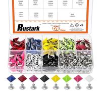 Rustark 120 Sets 8 Colors 10MM/0.39Inch Pyramid Rivet Square Leather Rivets Assortment Kit Metal Studs Pyramid Rapid Rivet Studs Spike Rivets for DIY Leather Craft Decorations