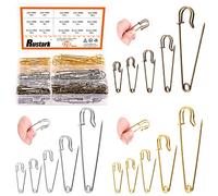 Rustark 120Pcs 5 Sizes Premium Heavy Duty Large Safety Pins for Blankets, Sweater, Scarf, Kilts, Clothes and DIY Crafts Making (Silver Gold Bronze)