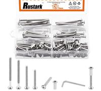 Rustark 121Pcs M6 x 40mm/50mm/60mm/70mm/80mm Furniture Joint Connector Bolt & Cap Nut Assortment Kit Flat Hex Socket Cap Allen Bolts Screw Posts for Furniture Chair Crib Belt Leather Binding