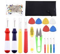 Rustark 121Pcs Seam Rippers Set Thread Remover Tools Includes 8Pcs Sewing Seam Rippers, 10Pcs Tailors Chalks, 100Pcs Sewing Pins and 2Pcs U Shape Scissors for DIY Sewing Dressmaking Embroidery