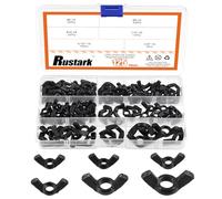 Rustark 125Pcs 6 Sizes Black SAE Zinc Plated Butterfly Wing Nuts Assortment Kit Butterfly Wingnuts Carbon Steel Wing Nuts Hand Twist Secure Fasteners for Industrial Machine