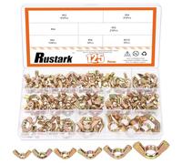 Rustark 125Pcs 6 Sizes Carbon Steel Butterfly Wing Nuts Assortment Kit M3 M4 M5 M6 M8 M10 Yellow Zinc Butterfly Wingnuts Metric Wing Nuts Hand Twist Secure Fasteners for Industrial Machine