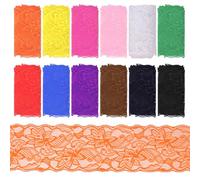 Rustark 12Pcs 1 Yard x 3.15 Inch Colorful Lace Fabric Stretch Elastic Trim Lace Vintage Trims Laces Ribbon for Craft Sewing Making Gift Wrapping Wedding Decorations