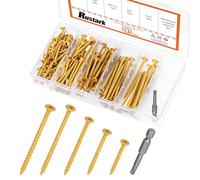 Rustark 131Pcs 5 Sizes Deck Screws Assortment Kit with T25 Star Bit Torx Star Drive Head Wood Screws Outdoor Decking Screw Exterior Wood Screw for Wood Projects
