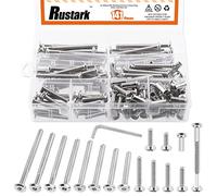 Rustark 141Pcs M6x16mm-80mm 14 Sizes Furniture Joint Connector Bolt & Cap Nut Assortment Kit Flat Hex Socket Cap Bolts Screw Posts for Furniture Chair Crib Belt Leather Binding