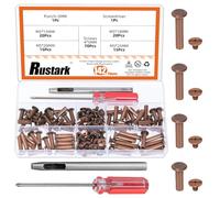 Rustark 142Pcs 4 Sizes Antique Chicago Screws Leather Rivets Assortment Kit with Setting Tools M5 Assorted Screws Rivets Metal Chicago Binding Screw for Leather Craft Belts Bags