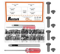 Rustark 142Pcs 4 Sizes Gunmetal Black Chicago Screws Leather Rivets Assortment Kit with Setting Tools M5 Assorted Screws Rivets Metal Chicago Binding Screw for Leather Craft Belts Bags