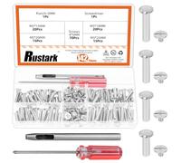 Rustark 142Pcs 4 Sizes Silver Chicago Screws Leather Rivets Assortment Kit with Setting Tools M5 Assorted Screws Rivets Metal Chicago Binding Screw for Leather Craft Belts Bags