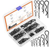 Rustark 145Pcs 6 Sizes Black Zinc Plated Hitch Pins Clip R Clips Assortment Kit Heavy Duty Cotter Pins Carbon Steel Retaining Pins Spring R Clip Keeper Pins for Tractor Mower Carts Truck