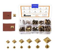 Rustark 150 Sets 6 Sizes 6mm 7mm 8mm 9mm 10mm 12mm Antique Brass Pyramid Rivet Square Leather Rivets Kit Metal Studs Pyramid Rapid Rivet Studs Assortment Kit for DIY Leather Craft Decorations