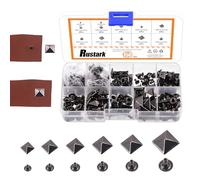 Rustark 150 Sets 6 Sizes 6mm 7mm 8mm 9mm 10mm 12mm Gun Black Pyramid Rivet Square Leather Rivets Kit Metal Studs Pyramid Rapid Rivet Studs Assortment Kit for DIY Leather Craft Decorations