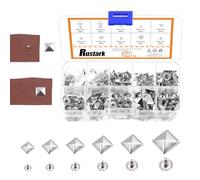 Rustark 150 Sets 6 Sizes 6mm 7mm 8mm 9mm 10mm 12mm Silver Pyramid Rivet Square Leather Rivets Kit Metal Studs Pyramid Rapid Rivet Studs Assortment Kit for DIY Leather Craft Decorations