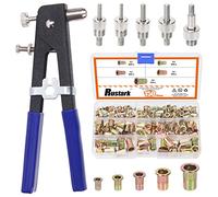 Rustark 151Pcs M3 M4 M5 M6 M8 Threaded Rivet Nuts 10.6Inch Hand Rivet Tool Rivets Nut Setter with 5 Sizes Metric Mandrels Heavy Duty Rivnut Blind Riveting Tools Hand Riveter Rivets Nut Gun Kit