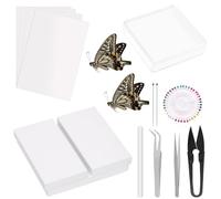 Rustark 15Pcs Making Insect Specimen Tools Kit Insect Pinning Kit with Insect Pins Wings Pressing Paper Insect Pinning Board Insect Display Case Entomology Supplies for Bugs Collection Science