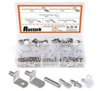 Rustark 160 Pcs 6 Styles Nickel Plated Shelf Pins Bracket Pegs Cabinet Furniture Shelf Pin Support Assortment Kit Perfect for Shelf Holes