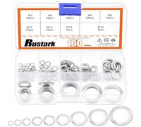 Rustark 160Pcs 9 Sizes 304 Stainless Steel Double Side Lock Washers Silver Tooth Lock Washer Metric Wedge Lock Washer Vibration Resistant Safety Washers for Construction Railway