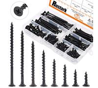 Rustark 160Pcs M4 Coarse Thread Drywall Screw with Phillips Drive Black Oxide Finsh Bugle Head Wood Screws Assortment Kit Ideal for Drywall Sheetrock