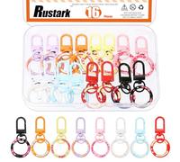 Rustark 16Pcs 8 Colors Spring O Rings with Clasp Swivel Hooks Assortment Kit Round Spring Gate Rings Keychain Ring Round Carabiner Clips Keyring for DIY Craft Jewelry Making