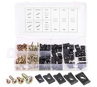 Rustark 170 Pcs U-Clip and Screw Assortment Kit 9 Sizes Auto Car Clips Fasteners with Screws Set in Store Case for Bumper Dash Door Panel Interior