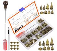 Rustark 179Pcs 8 Sizes Antique Bronze Metal Punk Spikes and Studs Assortment Kit with Tools, Punk Rivet Studs Rivets Screw Screwback Studs Rivets for Punk Style Clothing Accessories Craft Decoration