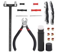 Rustark 17Pcs Archery Bow String Tool Accessories Assortment Kit Including Archery Nocking Buckle Pliers, Bow String Nocking Point, T Shape Bow Square Ruler, Wax, Bow String Silencer, Finger Protector