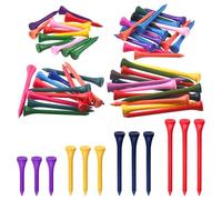 Rustark 180Pcs 4 Sizes Colorful Golf Tees Assortment Kit Durable Bamboo Tees Wooden Golf Tees Less Friction Wood Tees Reduce Friction Side Spin for Golf Training Golfer Professional