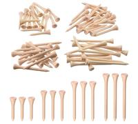 Rustark 180Pcs 4 Sizes Golf Tees Assortment Kit Durable Bamboo Tees Wooden Golf Tees Less Friction Wood Tees Reduce Friction Side Spin for Golf Training Golfer Professional