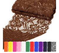 Rustark 1Pcs 5 Yard x 5.9 Inch Brown Lace Fabric Stretch Elastic Trim Lace Fabric Sewing Vintage Trims Laces Ribbon for Craft Sewing Making Gift Wrapping Wedding Decorations
