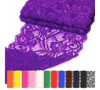 Rustark 1Pcs 5 Yard x 5.9 Inch Deep Purple Lace Fabric Stretch Elastic Trim Lace Fabric Sewing Vintage Trims Laces Ribbon for Craft Sewing Making Gift Wrapping Wedding Decorations