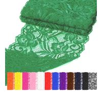Rustark 1Pcs 5 Yard x 5.9 Inch Green Lace Fabric Stretch Elastic Trim Lace Fabric Sewing Vintage Trims Laces Ribbon for Craft Sewing Making Gift Wrapping Wedding Decorations