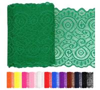 Rustark 1Pcs 5 Yard x 7.1 Inch Green Lace Fabric Stretch Elastic Trim Lace Fabric Sewing Vintage Trims Laces Ribbon for Craft Sewing Making Gift Wrapping Wedding Decorations