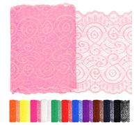 Rustark 1Pcs 5 Yard x 7.1 Inch Pink Lace Fabric Stretch Elastic Trim Lace Fabric Sewing Vintage Trims Laces Ribbon for Craft Sewing Making Gift Wrapping Wedding Decorations