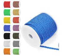Rustark 1Pcs Blue 5MM x 18M Twisted Cord Rope Assortment Kit Twisted Decorative Cord Twist Cords Thread String Twine Decorative Twined Cords Silk Rope for Sewing Crafting Home Decorations