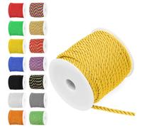 Rustark 1Pcs Gold 5MM x 18M Twisted Cord Rope Assortment Kit Twisted Decorative Cord Twist Cords Thread String Twine Decorative Twined Cords Silk Rope for Sewing Crafting Home Decorations