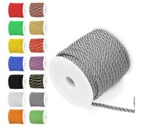 Rustark 1Pcs Gray 5MM x 18M Twisted Cord Rope Assortment Kit Twisted Decorative Cord Twist Cords Thread String Twine Decorative Twined Cords Silk Rope for Sewing Crafting Home Decorations