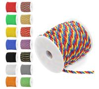 Rustark 1Pcs Red and Yellow And Blue 5MM x 18M Twisted Cord Rope Assortment Kit Twisted Decorative Cord Twist Cords Thread String Twine Twined Cords Silk Rope for Sewing Crafting Home Decorations