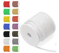 Rustark 1Pcs White 5MM x 18M Twisted Cord Rope Assortment Kit Twisted Decorative Cord Twist Cords Thread String Twine Decorative Twined Cords Silk Rope for Sewing Crafting Home Decorations