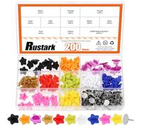 Rustark 200Pcs 10 Colors Star Rubber Pin Backs Locking Assortment Kit Butterfly Clutch Backings with Blank Pins Holder Tie Tacks Keepers for Badges Hats Brooches Ties Craft Making