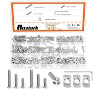 Rustark 201Pcs M4 T-Nuts Screws Assortment Kit T Slot Nut Kits Includes T Sliding Nut Button Head Socket Cap Head Bolts with Hex Wrench for 2020 Series Aluminum Extrusion