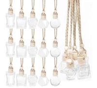 Rustark 20Pcs 5 Sizes Hanging Car Air Freshener Diffuser Perfume Pendant Vials with Hanging String Essential Oil Diffuser Glass Perfume Bottles Air Freshener Diffusers for Car Ornament Decor Women