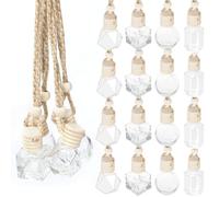 Rustark 20Pcs 8ml Hanging Car Air Freshener Diffuser Perfume Pendant Vials with Hanging String Essential Oil Diffuser Glass Perfume Bottles Air Freshener Diffusers Pendant for Car Ornament Decor Women