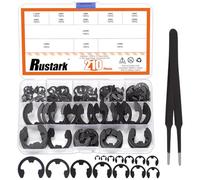 Rustark 211PCS 14 Sizes Black E-Clip External Retaining Rings Assortment Kit Alloy Steel E Clip Circlip Rings E-Clips Retainer Circlip Rings Washers E-Clips Assortment Set for Gears Pulleys Axles
