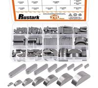 Rustark 211Pcs 2 Styles Metric Key Stock & Woodruff Key Assortment Kit Half Moon Semicircle Bond Key Flywheel Key Round Ended Feather Key Parallel Drive Shaft Keys Assortment for Mechanical Industry