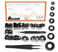 Rustark 211Pcs 7 Sizes M3-M12 Dolly Wheel Lock Washers Assortment Kit with Tweezers 65Mn Steel Push-On Pushnuts Axle Push Nuts for Most Dolly Axle Rods Yard Trailers, Lawn Wagons