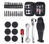 Rustark 21Pcs Bike Repair Tool Kit Bicycle Multi-Function Tool Set with Ratchet Reversible Tool, Bone Wrench, Tire Patches, Tire Levers, Magnetic Bit Extender, Screw Head Bits for Repair Maintenance