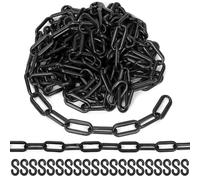 Rustark 21pcs Black Plastic Chain Links with Connector Hooks Plastic Chain Barrier Safety Barrier Chain for Crowd Control Construction Sites Parking Space Management